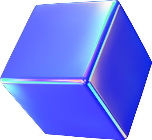 3D Render Blue Holographic Iridescent Primitive