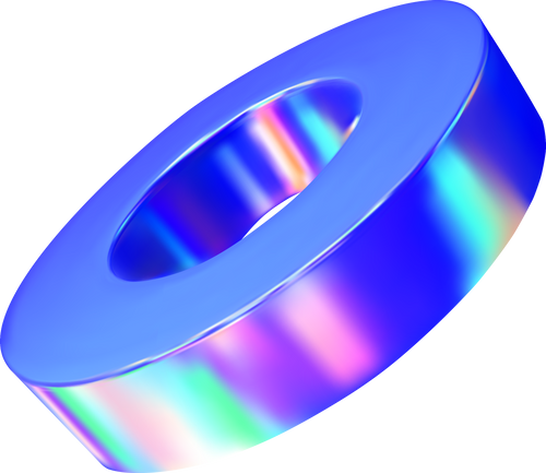 3D Render Blue Holographic Iridescent Primitive